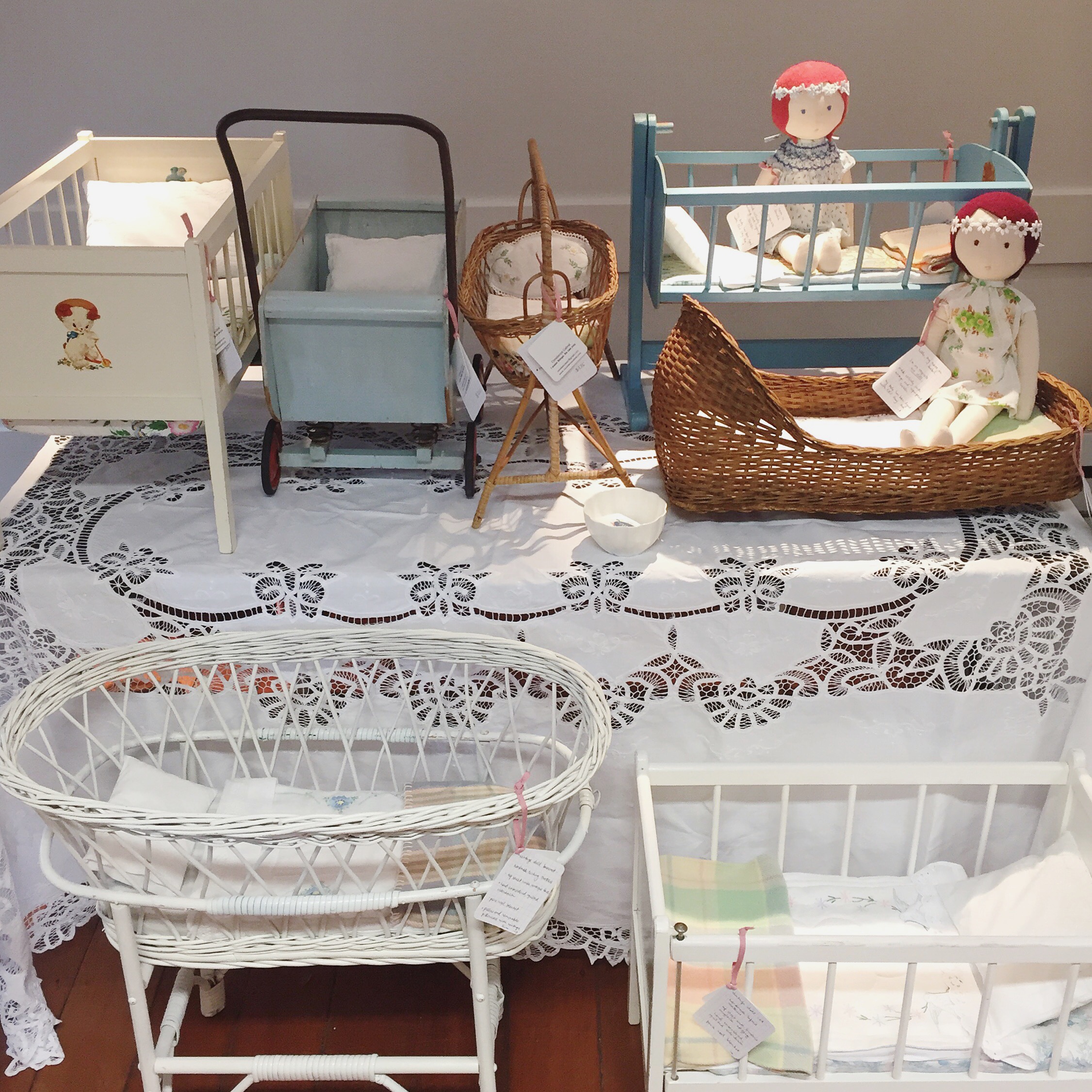 selling vintage doll cots and eco dolls by Constanca Cabral