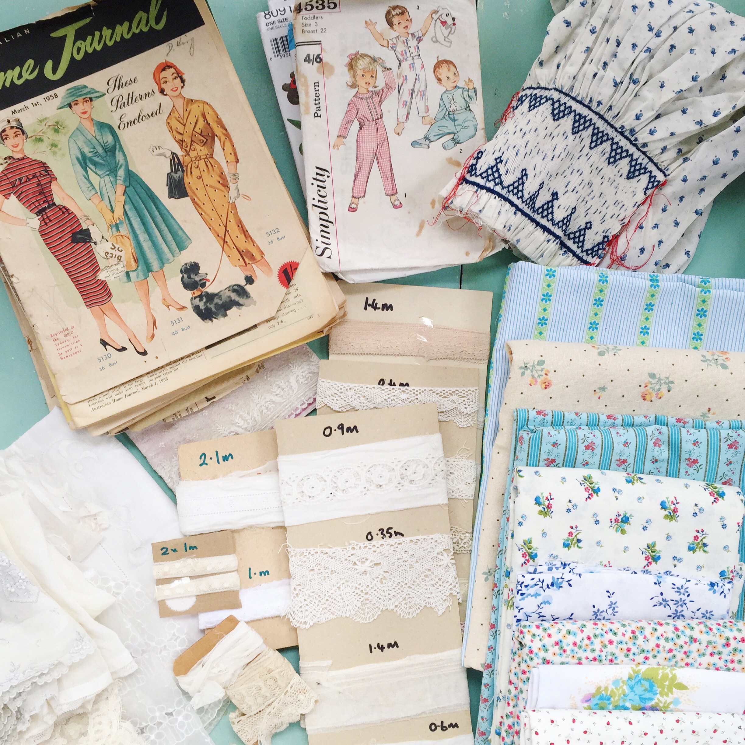 vintage sewing patterns and fabrics